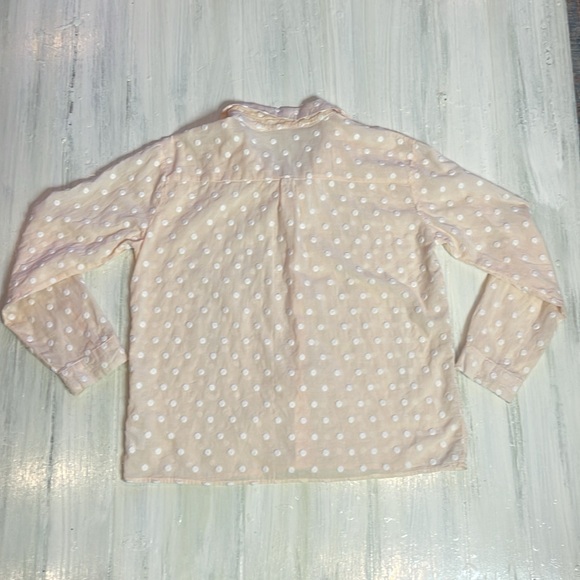 💚5 for $25 Copper Key Pastel Peach Sheer Textured Polka Dot Button Down Top XL - Picture 9 of 9